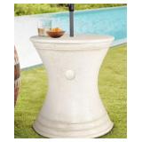 22in Aged white bistro umbrella table