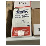 Hefty paper wrapped jumbo straws 2000ct