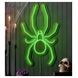 Pre-lit neon spider decor green