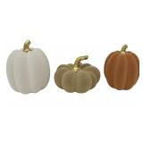 Harvest set of 3 flocked pumpkins