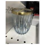 Blue glass tooth brush holder
