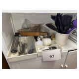 Utensils- silverware- holders- crock lot