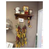 Wall shelf- peppers decor- sifter- tin- pitcher
