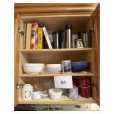 3-Shelves cookbooks- bowls- glasses lot