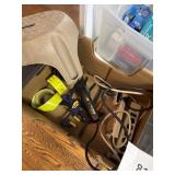Power outlets- cords- tools- stool lot
