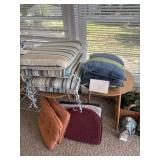 2- Round stands- cushions lot-metal stand