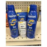 Coppertone sunscreen 2 cans 1 tube lot