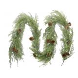9ft Cypress garland w/ pinecones