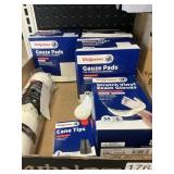 MIsc lot gauze- gloves- cane tips 6 items