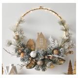 Pre-lit 24in Village wreath