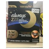 Always ZZZ period underwear S/M 7 ct