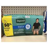 Depend S-M mens underwear 32 ct