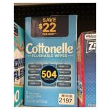 Cottonelle flushable wipes 12-42 ct packs
