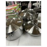 Tramontina 3 pc pan & lid set - used - dirty