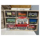 Melissa & Doug magnetic wooden train set 8 ct