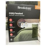 Brookstone cozy heated quilted velvet blanket F/Q