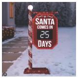 Pre-lit 5ft Santa countdown sign