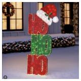 Pre-lit 82in HO HO HO yard decor