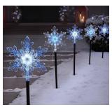 9-Function LED snowflake pathway lights