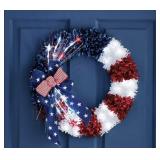 Pre-lit 22in Sparkling tinsel wreath