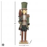 32in Wooden nutcracker green caucasian