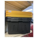 Small black totes w/ yellow lids 3 ct
