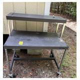 Rolling Metal 2- Tiered Table 39" Hx 36" Wx 24" D