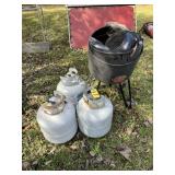 3 Propane Tanks & Smoker/ Grill