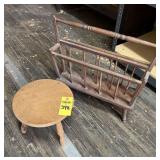 Wooden Magazine Rack And Stool