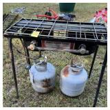 Two Burner Stove And Propane Tanks
