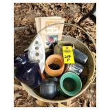 Damaged Cole Pottery Pcs In Galvinized Bucket