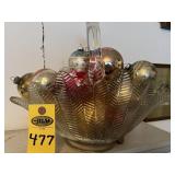 Vtg Glass Basket Of Glass Ornaments