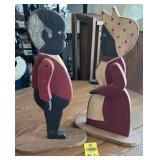 Two 18" Black Folk Art Wooden Figurines