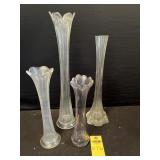 4 Vtg Vases 19", 16", 12", 11"
