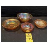 4 Carnival Glass Bowls