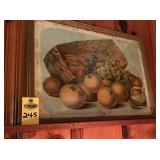 36" Wooden Shelf & Still Life Print
