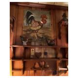 Wooden Shelf (36x15), Vtg Roosters And