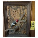 Handcarved Wooden Red Headed Woodpecker On