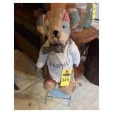 Vintage Homemade Quilted  Barney Bear & Metal