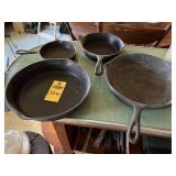 2 Wagner & 2 Unmarked Cast Iron Skillets