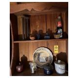 Vintage Wooden Shelf And Contents