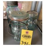 Vintage Blue Atlas And Ball Canning Jars