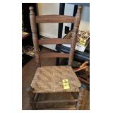 Vtg Ladder Back Chair W/ Rush Seat