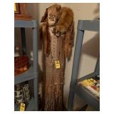 Antique Dress, 2 Furs & Dress Form
