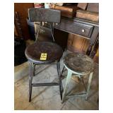 2 Vintage Metal Stools