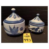 2 Vtg Tonala Mexican Folk Art Pottery Covered