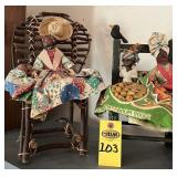 Vintage Homemade Caribbean Cloth Dolls & Furniture