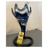 Ozark Style Hand Blown Glass Vase 11.5"