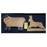 Hand Carved Ram (13" L) & Bunny (11" L)