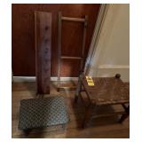 2 Wooden Shelves And Foot Stools